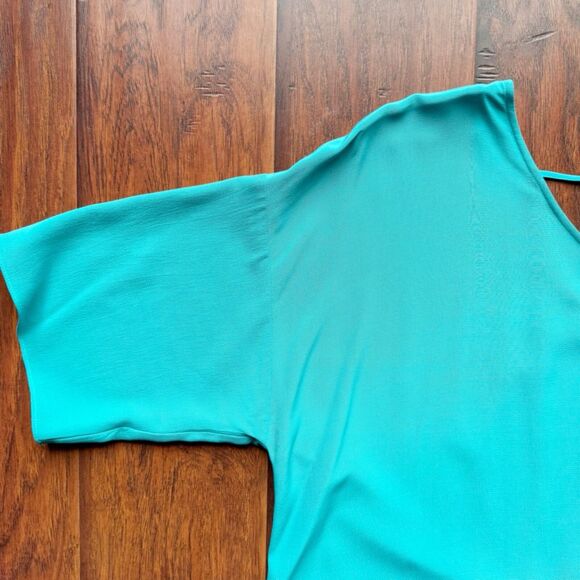 Eileen Fisher Turquoise V-Neck Dress Sz Large Coastal Chic Lightweight Flowy - Picture 10 of 16